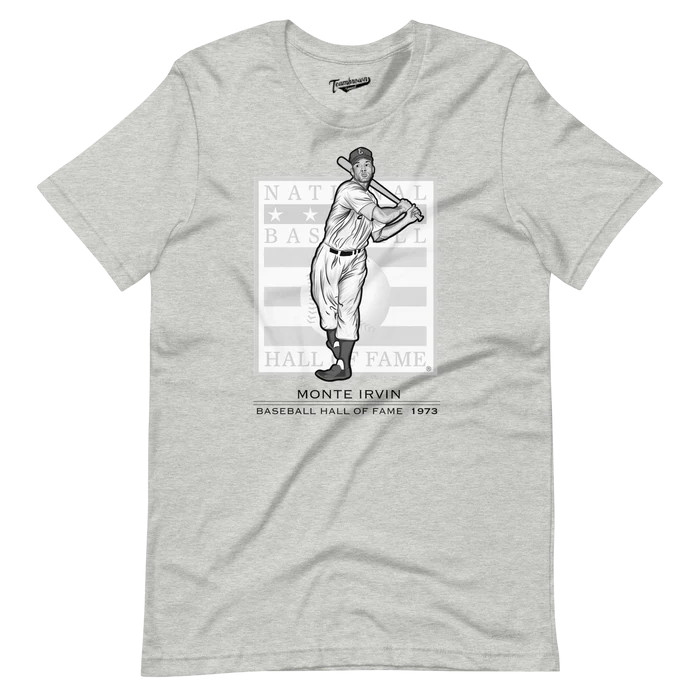 Men’s Teambrown Monte Irvin Baseball Hall of Fame Logo Newark Eagle Athletic Grey T-Shirt