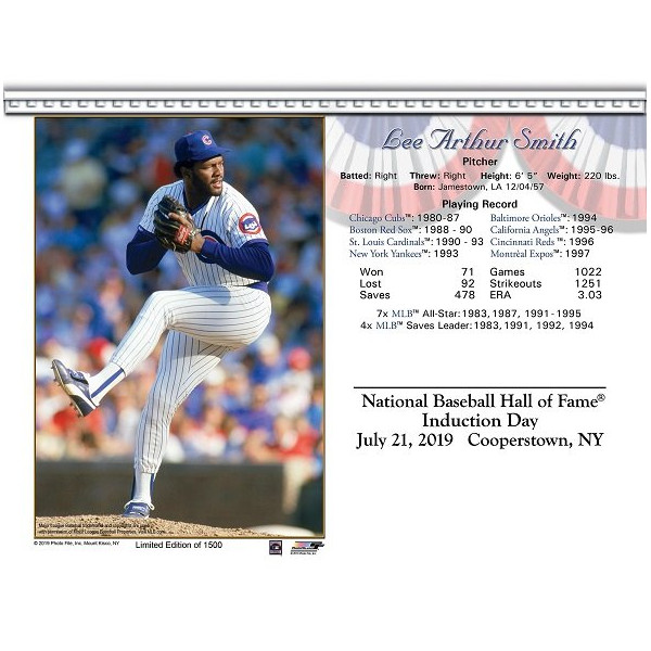 Lee Smith Chicago Cubs 2019 Hall of Fame Induction 8x10 Photocard