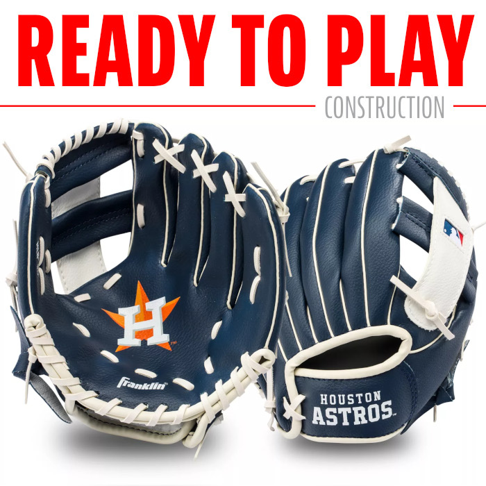 Franklin Houston Astros 9.5" Team Logo Youth Glove and Ball Set Franklin Houston Astros 9.5" Team Logo Youth Glove and Ball Set