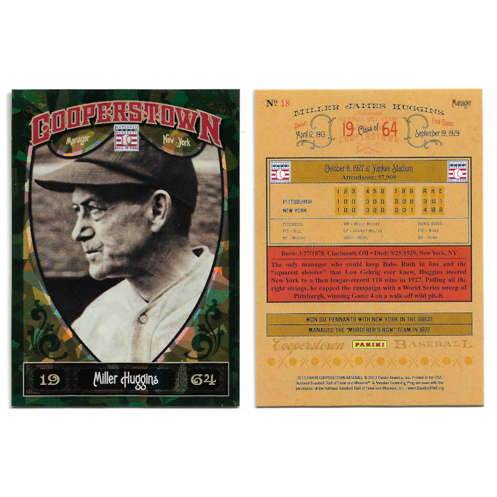 Miller Huggins 2013 Panini Cooperstown Green Crystal # 18