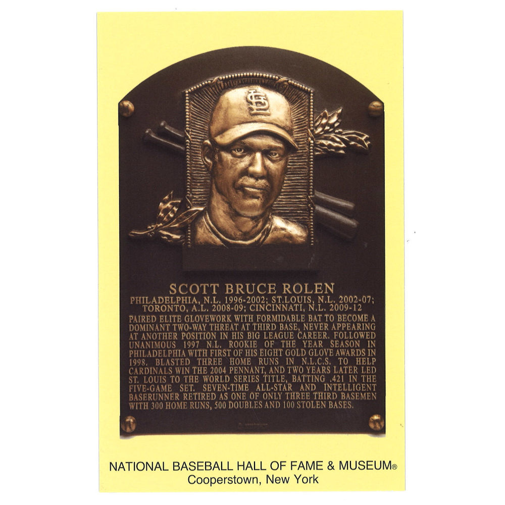 Scott Rolen Baseball Hall of Fame Plaque Postcard Scott Rolen Baseball Hall of Fame Plaque Postcard