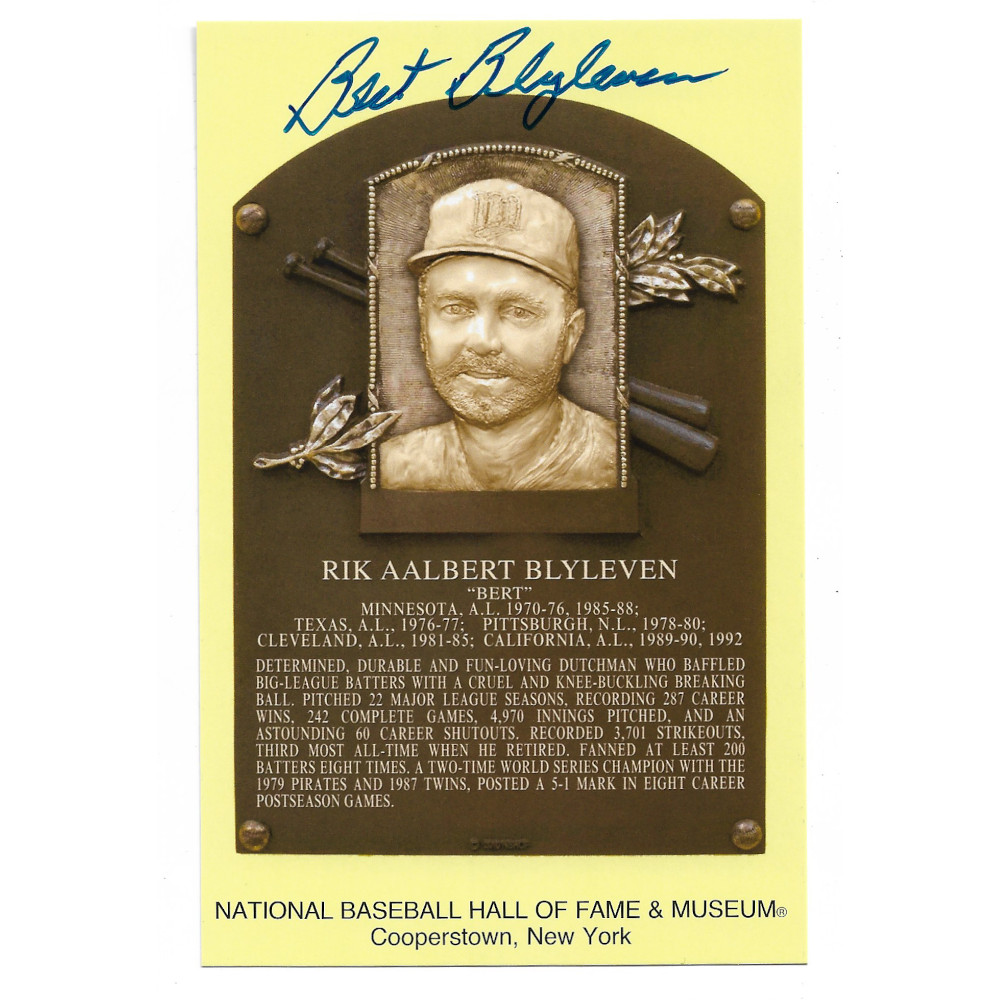 Bert Blyleven Autographed Hall of Fame Plaque Postcard (JSA)