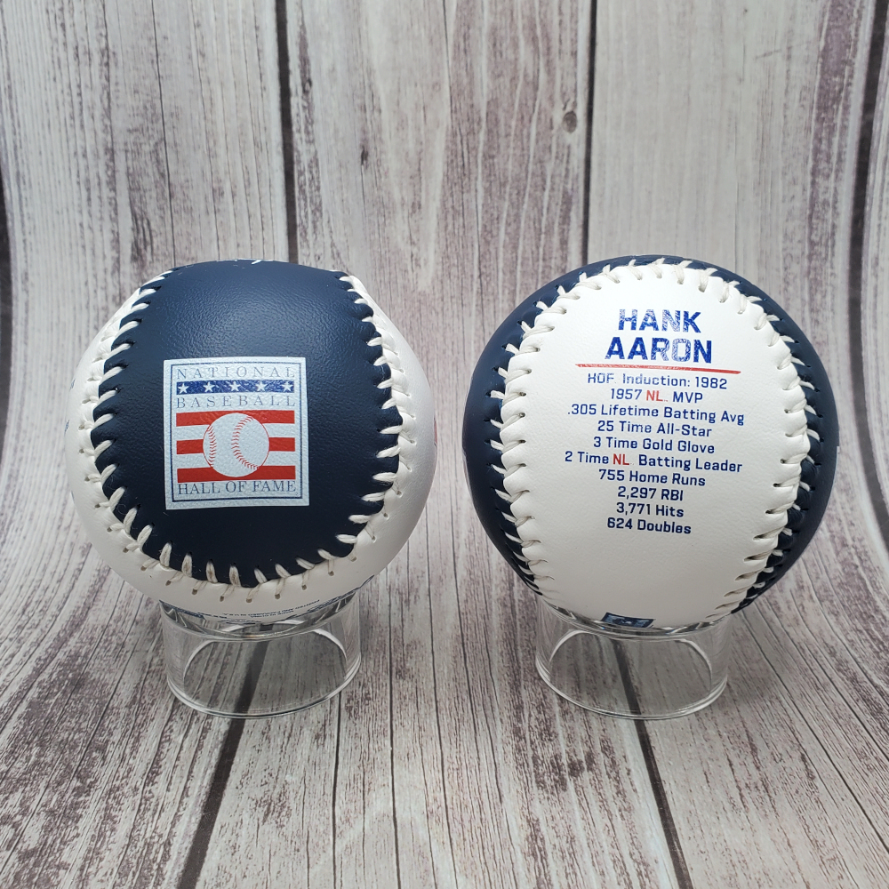 Hank Aaron Atlanta Braves Hall of Famer Name & Number Baseball with Statistics