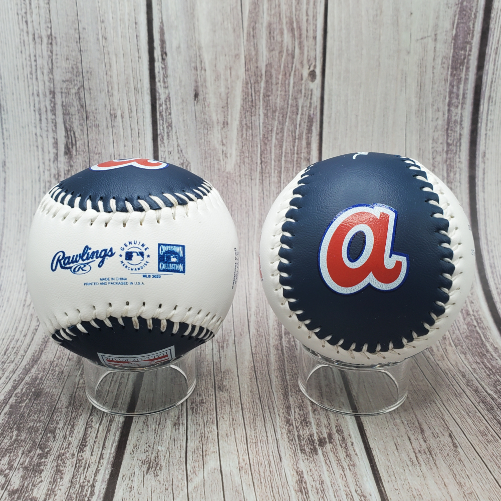 Hank Aaron Atlanta Braves Hall of Famer Name & Number Baseball with Statistics