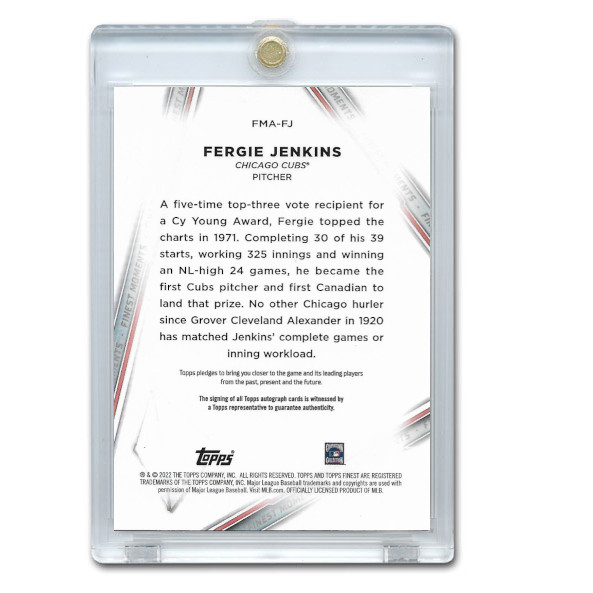 Fergie Jenkins Autographed Card 2022 Topps Finest Moments # FMA-FJ