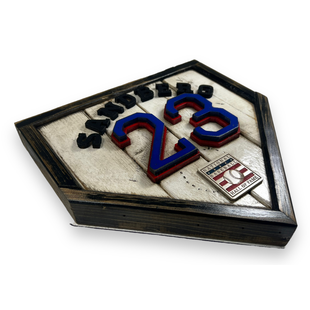 Ryne Sandberg Hall of Fame Vintage Distressed Wood 11 Inch Mini Legacy Home Plate Ryne Sandberg Hall of Fame Vintage Distressed Wood 11 Inch Mini Legacy Home Plate