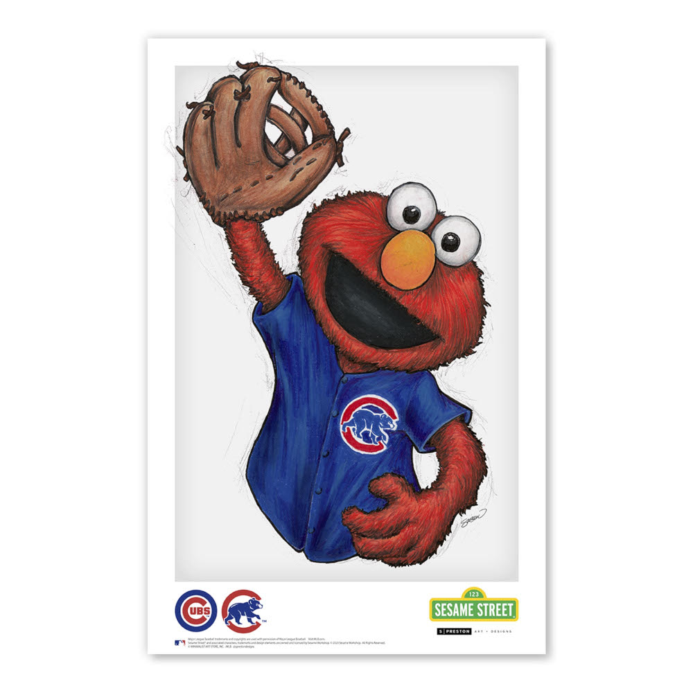 Chicago Cubs Elmo Minimalist Sesame Street Collection 11 x 17 Fine Art Print by artist S. Preston