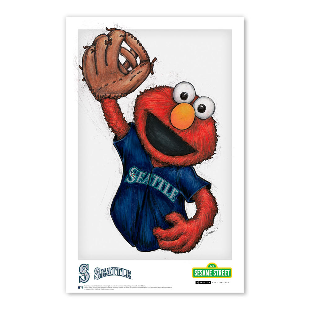 Seattle Mariners Elmo Minimalist Sesame Street Collection 11 x 17 Fine Art Print by artist S. Preston