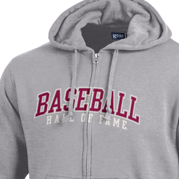 Men's Baseball Hall of Fame Oxford Gray Basic Full-Zip Hoodie