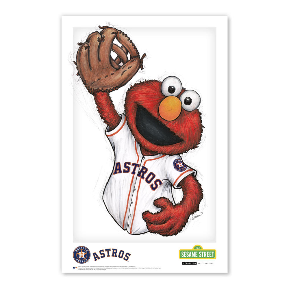 Houston Astros Elmo Minimalist Sesame Street Collection 11 x 17 Fine Art Print by artist S. Preston