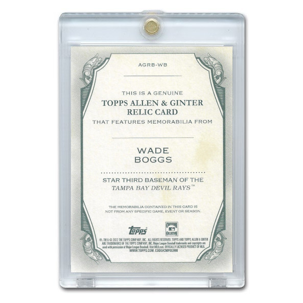 Wade Boggs 2022 Topps Allen & Ginter Bat Relic # AGRB-WB