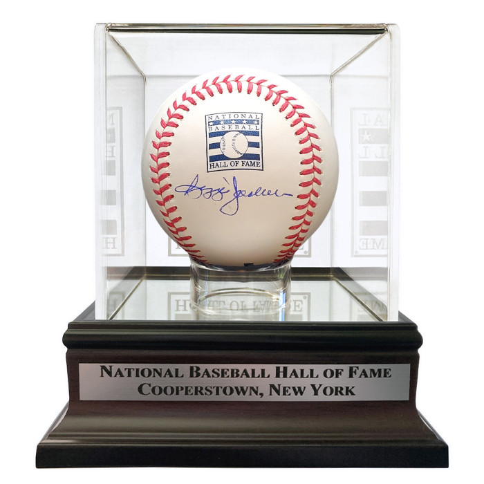 Reggie Jackson Autographed Hall of Fame Logo Baseball with HOF Case (Beckett)