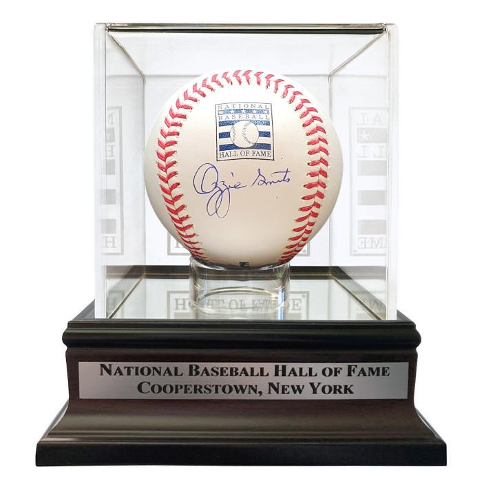 Ozzie Smith Autographed Hall of Fame Logo Baseball with HOF Case (Fanatics)