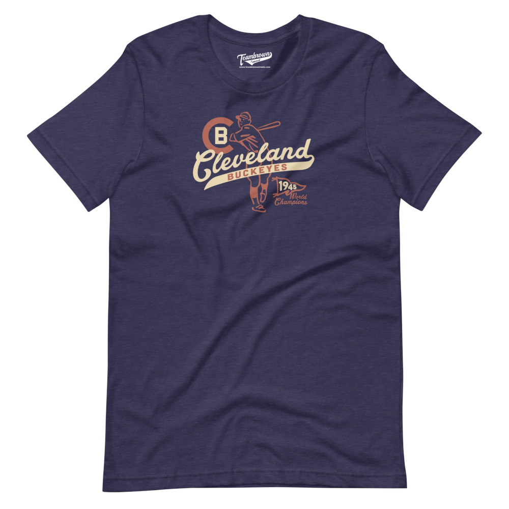 Unisex Teambrown Cleveland Buckeyes 1945 League Champions Heather Navy T-Shirt