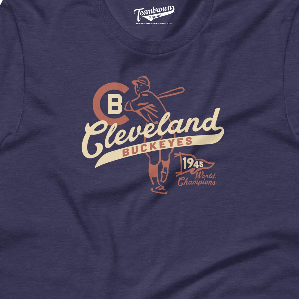 Unisex Teambrown Cleveland Buckeyes 1945 League Champions Heather Navy T-Shirt