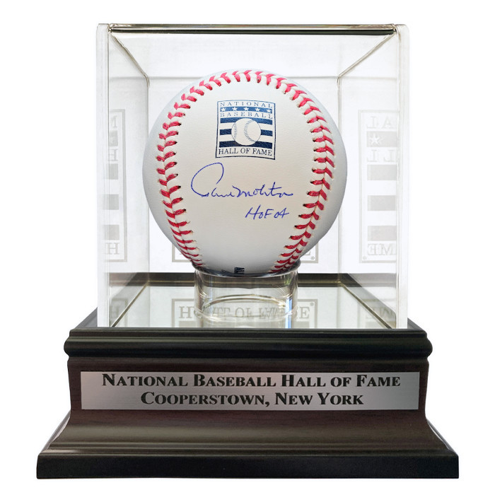 Paul Molitor Autographed Hall of Fame Logo Baseball with HOF 04 Inscription with HOF Case (JSA)