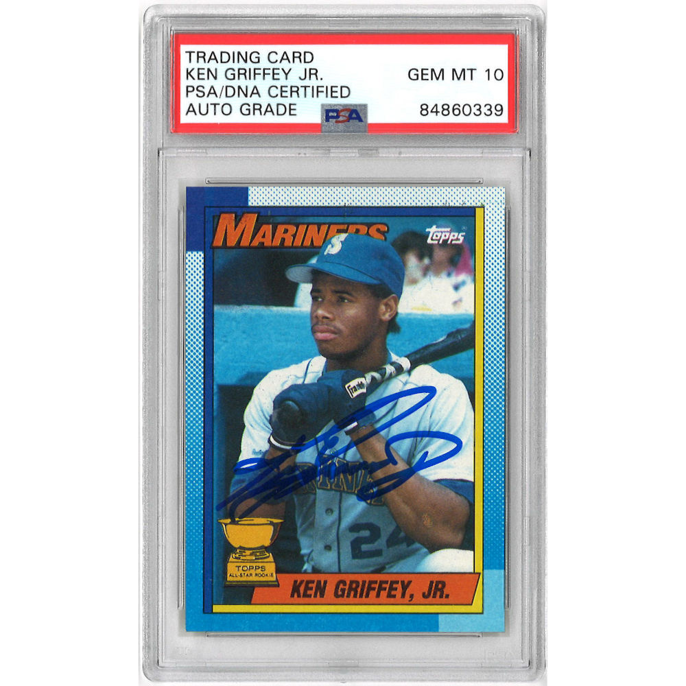 Ken Griffey Jr. Autographed Baseball Card 1990 Topps # 336 (PSA)