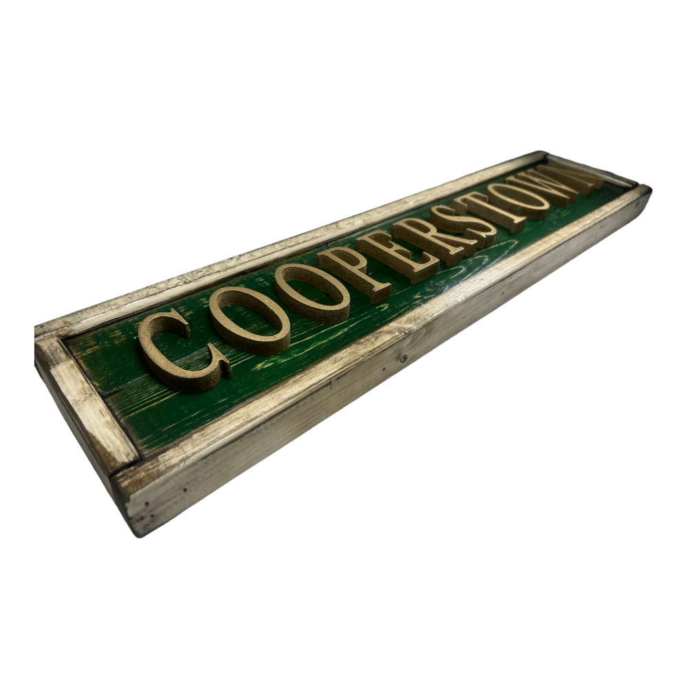 Cooperstown Distressed Wood Green 25 Inch Classic Name Framed Sign