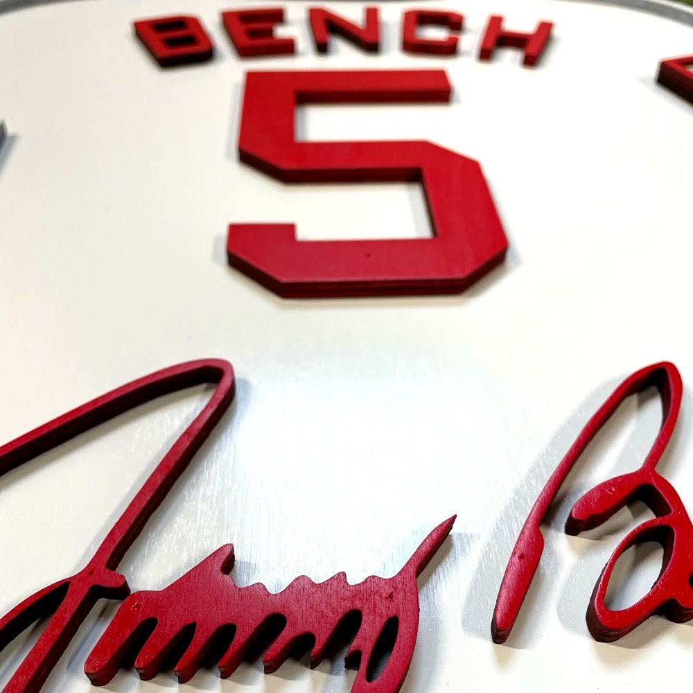 Johnny Bench 3D Signature Wood Jersey 19 x 18 Wall Sign (white)