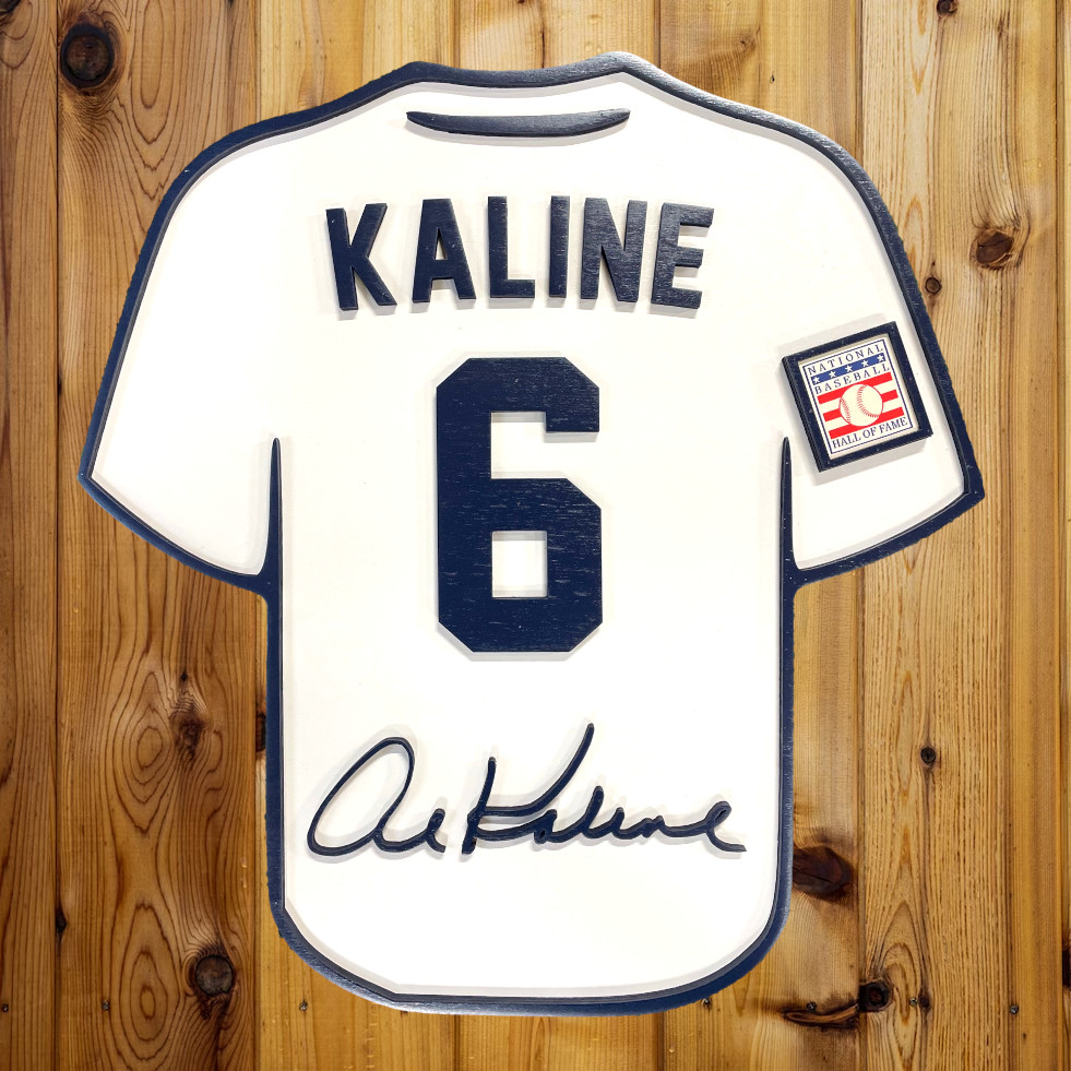 Al Kaline 3D Signature Wood Jersey 19 x 18 Wall Sign (white) Al Kaline 3D Signature Wood Jersey 19 x 18 Wall Sign (white)