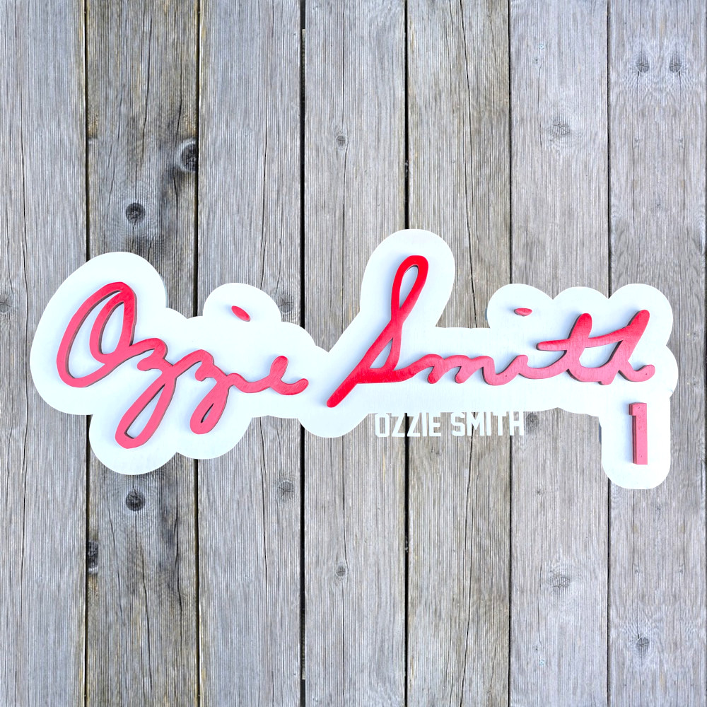 Ozzie Smith 3D Signature White 20 x 8 Wood Wall Sign with  Number Ozzie Smith 3D Signature White 20 x 8 Wood Wall Sign with  Number