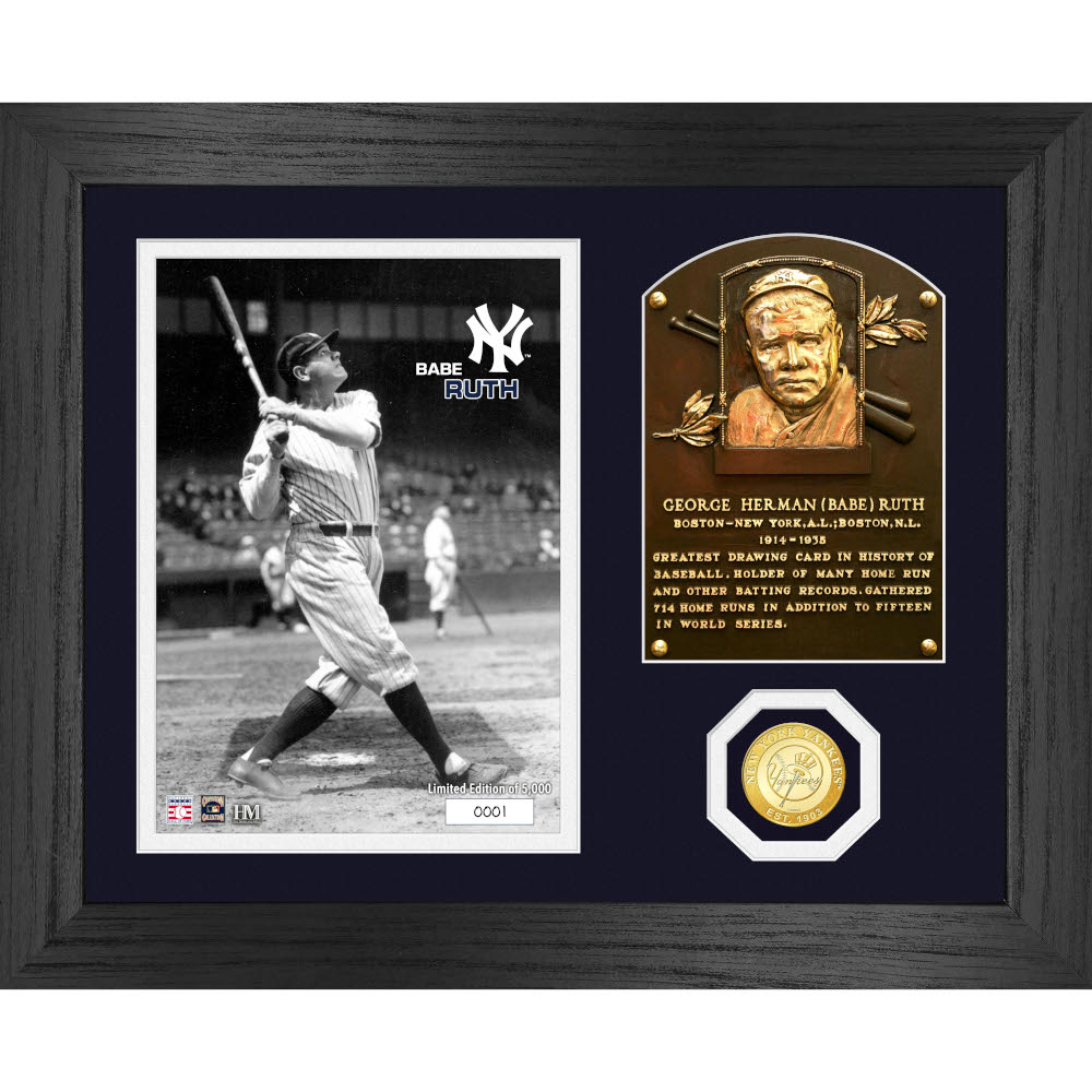 Highland Mint Babe Ruth Hall of Fame Plaque Bronze Coin 13 x 16 Photo Mint