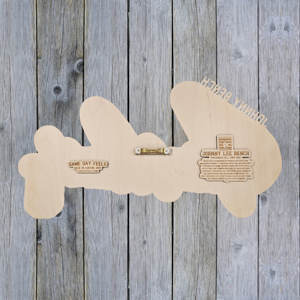 Johnny Bench 3D Signature Red with White 20 x 12 Wood Wall Sign with  Number