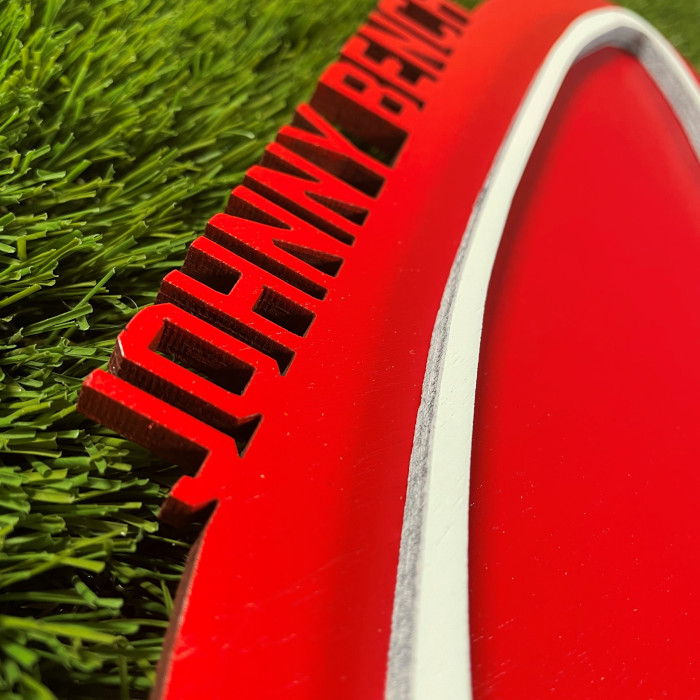 Johnny Bench 3D Signature Red with White 20 x 12 Wood Wall Sign with  Number