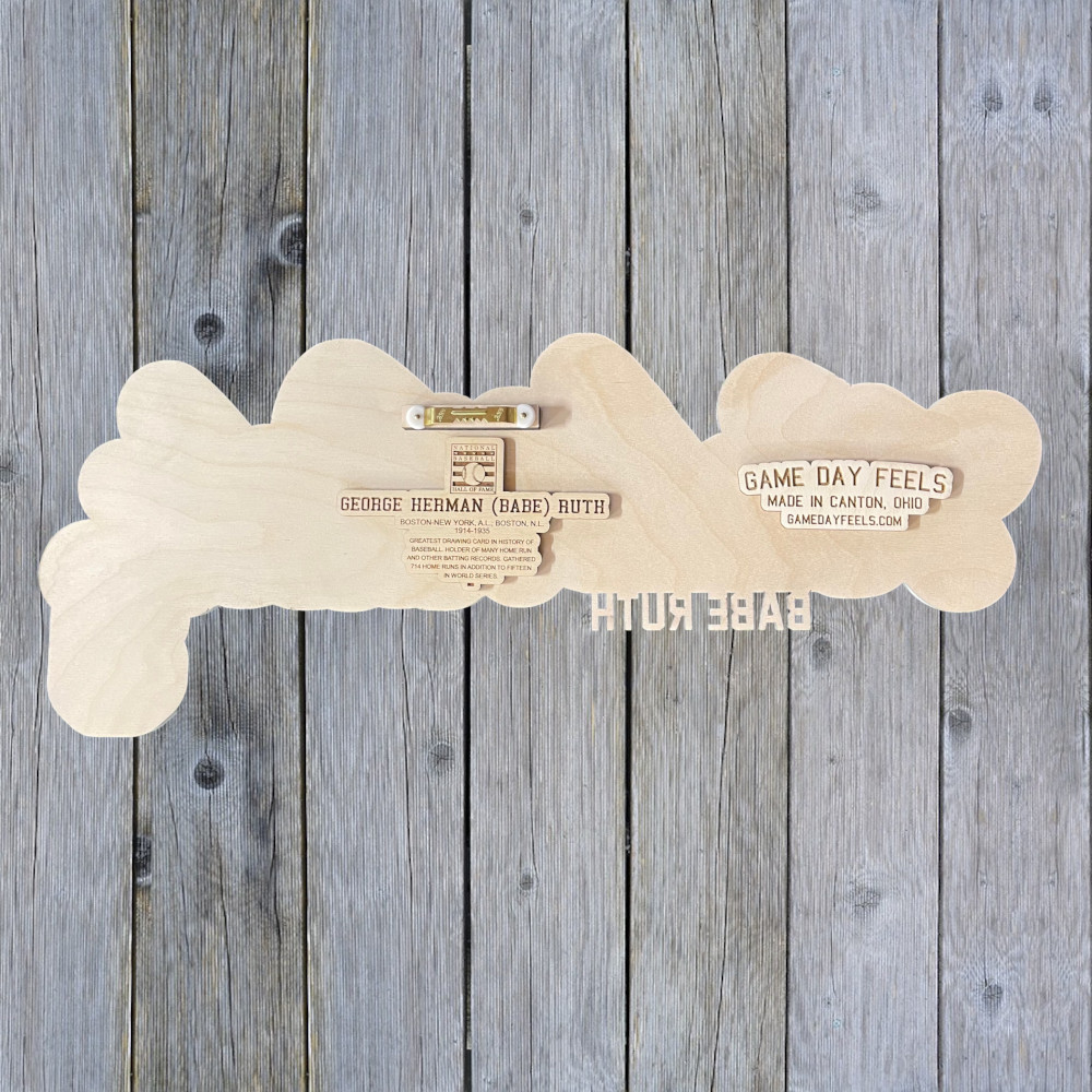 Babe Ruth 3D Signature White 20 x 8 Wood Wall Sign with  Number