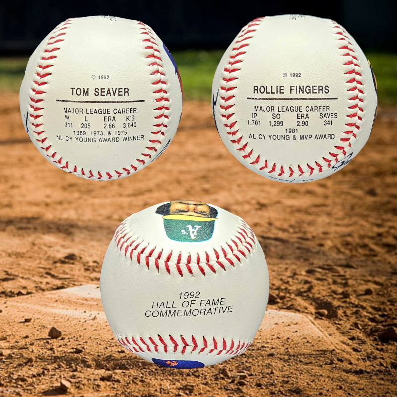 Tom Seaver and Rollie Fingers Autographed Fotoball 1992 Hall of Fame Commemorative Baseball (Fotoball) Tom Seaver and Rollie Fingers Autographed Fotoball 1992 Hall of Fame Commemorative Baseball (Fotoball)