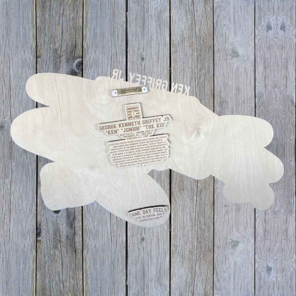 Ken Griffey Jr. 3D Signature 19 x 18 Teal with Navy Wood Wall Sign with Number