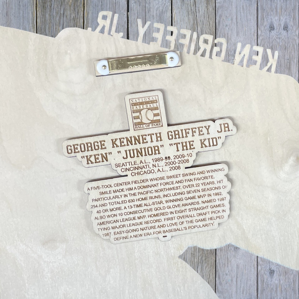 Ken Griffey Jr. 3D Signature 19 x 18 Teal with Navy Wood Wall Sign with Number