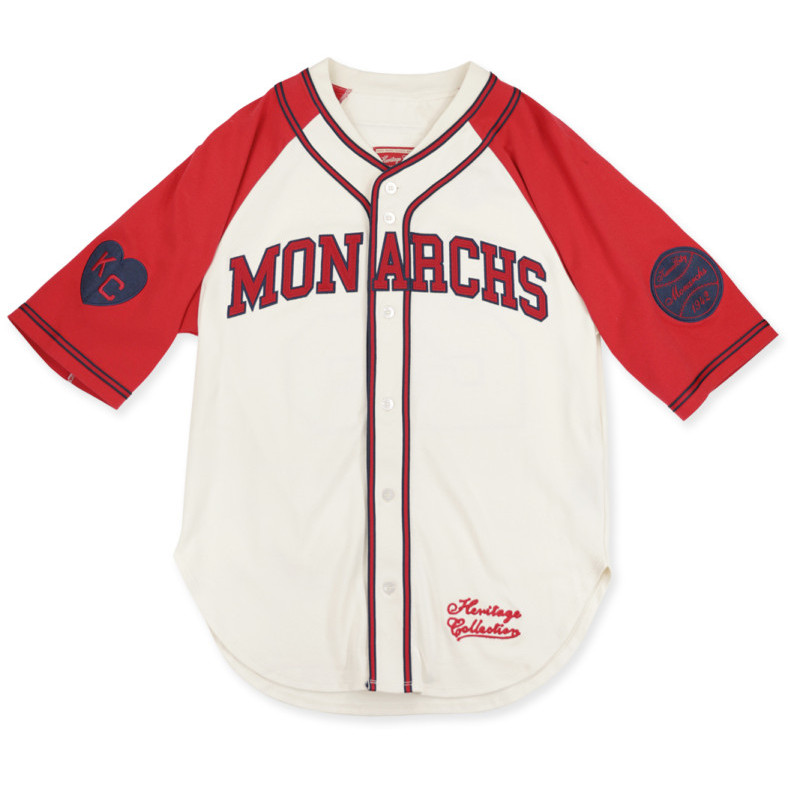 Men’s Kansas City Monarchs Satchel Paige #25 Replica Red and Ivory Jersey