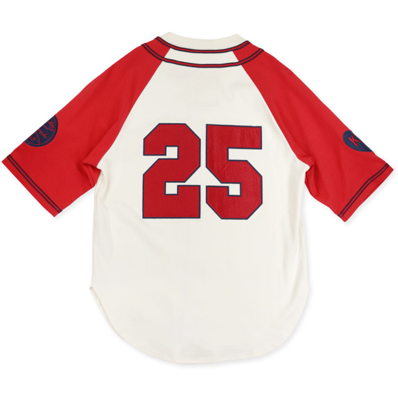 Men’s Kansas City Monarchs Satchel Paige #25 Replica Red and Ivory Jersey