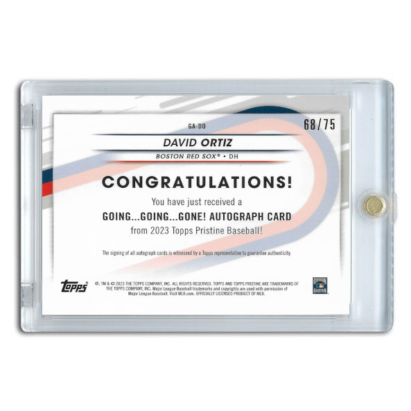 David Ortiz Autographed Card 2023 Topps Pristine Going, Going, Gone #GA-MP Ltd Ed of 75