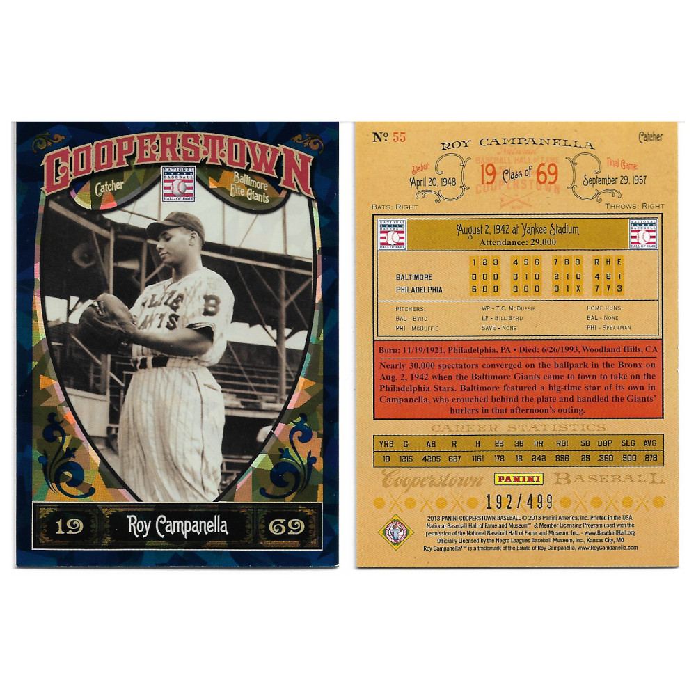 Roy Campanella 2013 Panini Cooperstown Blue Crystal # 55 Ltd Ed of 499