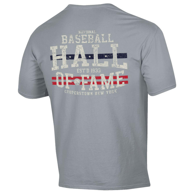 Men’s Baseball Hall of Fame Full Back Grey Vintage Dyed T-Shirt Men’s Baseball Hall of Fame Full Back Grey Vintage Dyed T-Shirt
