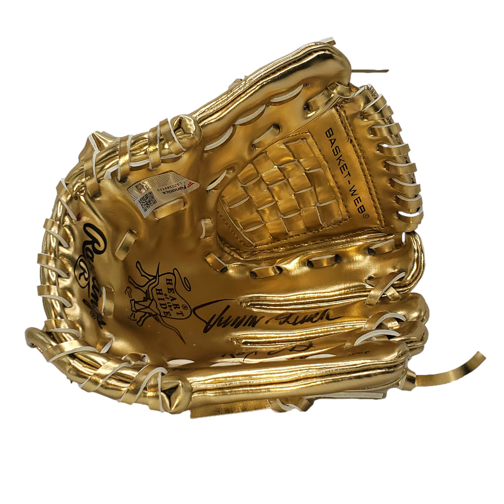 Johnny Bench Autographed Rawlings Mini Gold Glove Award With 10x GG Inscription (Fanatics)