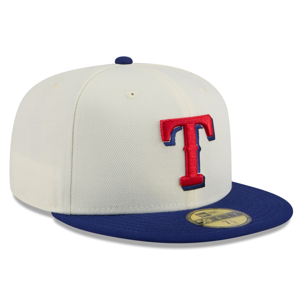 Men’s New Era Texas Rangers Chrome White and Blue 59FIFTY Fitted Cap