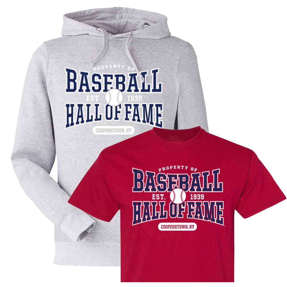 Men’s Property of Baseball Hall of Fame Oxford Sweatshirt and Cardinal T-Shirt Bundle