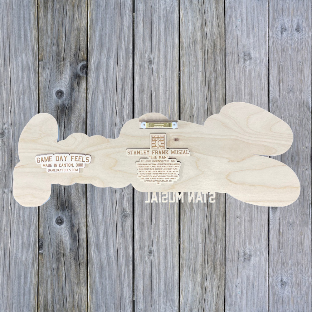 Stan Musial 3D Signature White 20 x 7 Wood Wall Sign with Number