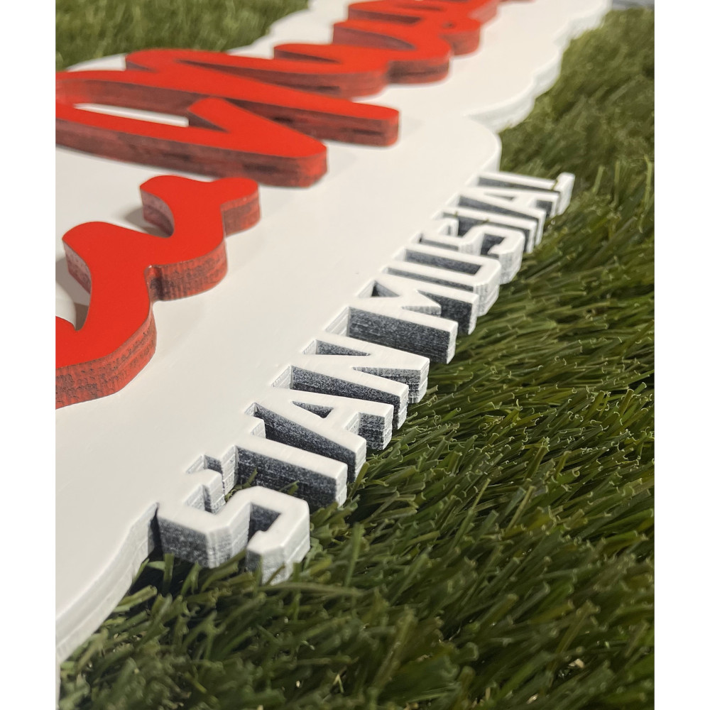 Stan Musial 3D Signature White 20 x 7 Wood Wall Sign with Number