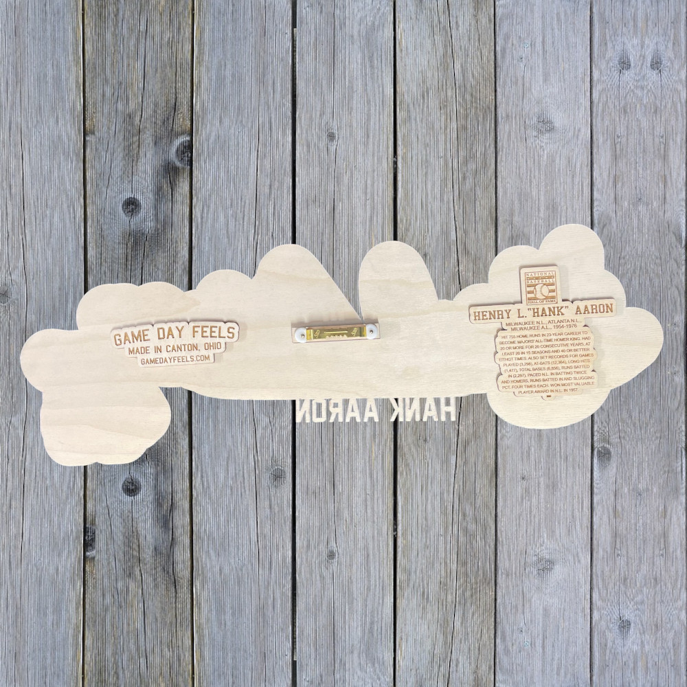 Hank Aaron 3D Signature Navy 20 x 6 Wood Wall Sign with Number Hank Aaron 3D Signature Navy 20 x 6 Wood Wall Sign with Number