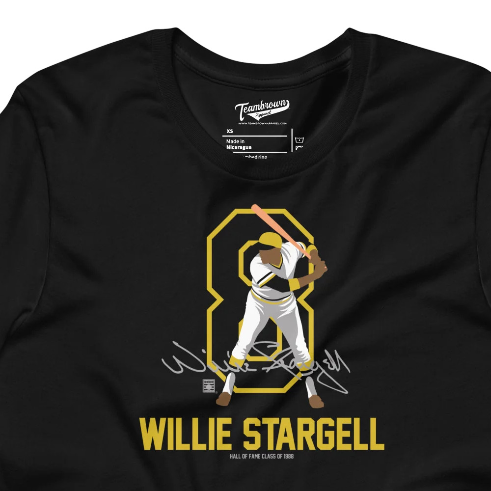 Men’s Teambrown Willie Stargell Baseball Hall of Fame Member Signature Black T-Shirt