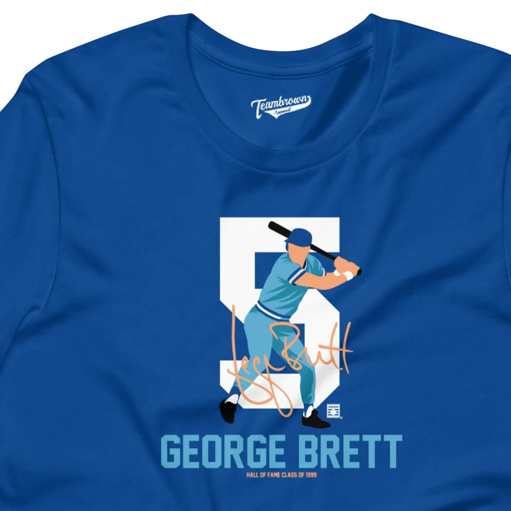 Men’s Teambrown George Brett Baseball Hall of Fame Member Signature Royal T-Shirt
