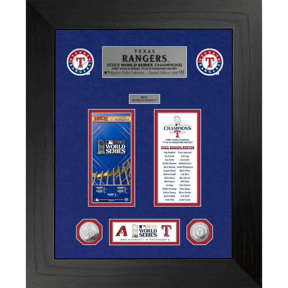 Highland Mint Texas Rangers World Series Deluxe Framed Silver Coin