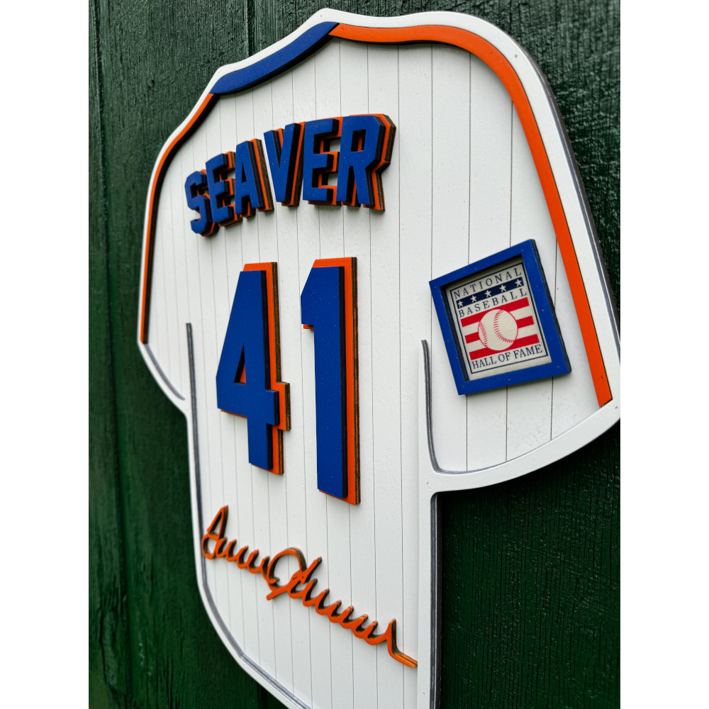 Tom Seaver 3D Signature Wood Jersey 19 x 18 Wall Sign (white)
