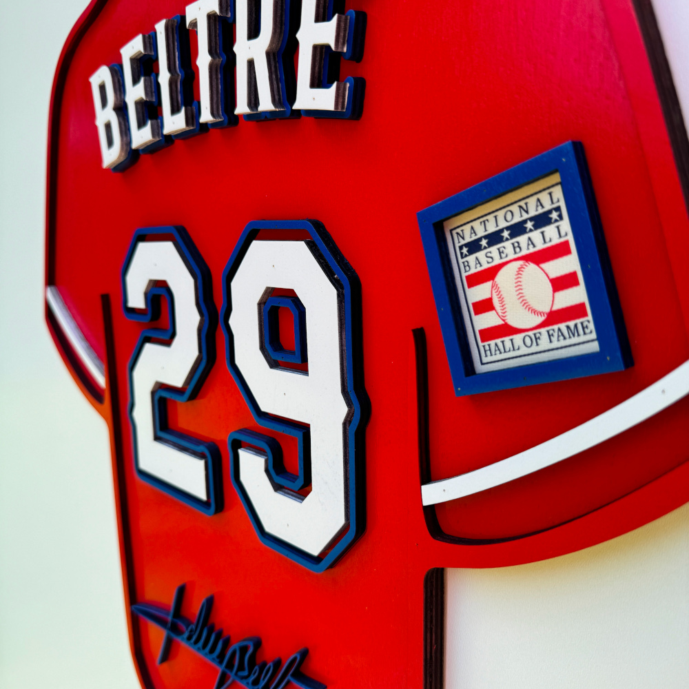 Adrian Beltré 3D Signature Wood Jersey 19 x 18 Wall Sign (red)