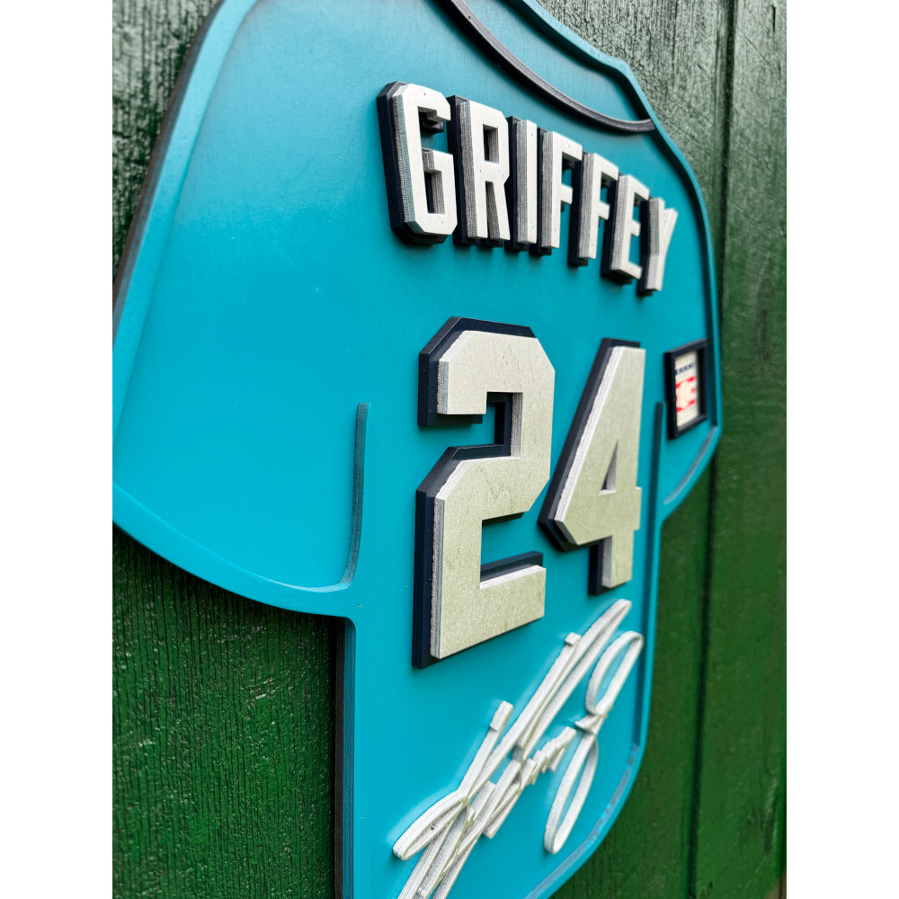 Ken Griffey Jr. 3D Signature Wood Jersey 19 x 18 Wall Sign  (teal) Ken Griffey Jr. 3D Signature Wood Jersey 19 x 18 Wall Sign  (teal)