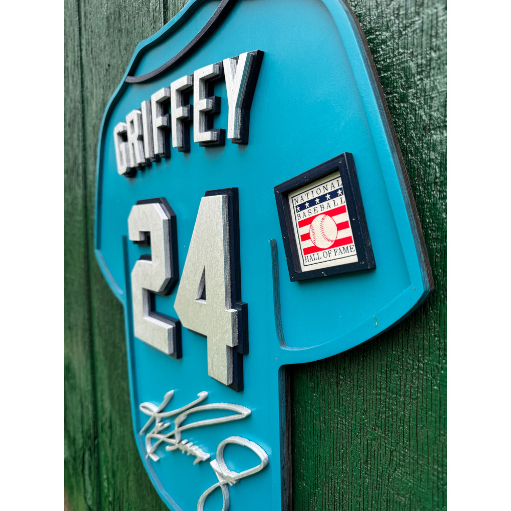 Ken Griffey Jr. 3D Signature Wood Jersey 19 x 18 Wall Sign  (teal) Ken Griffey Jr. 3D Signature Wood Jersey 19 x 18 Wall Sign  (teal)